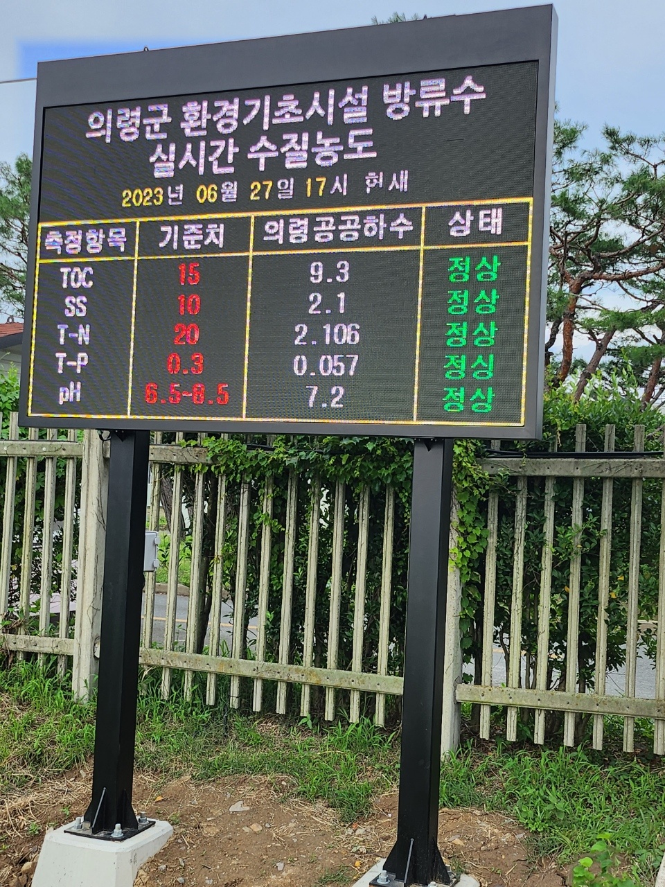 의령군 공공하수처리시설 LED 전광판 설치 현장